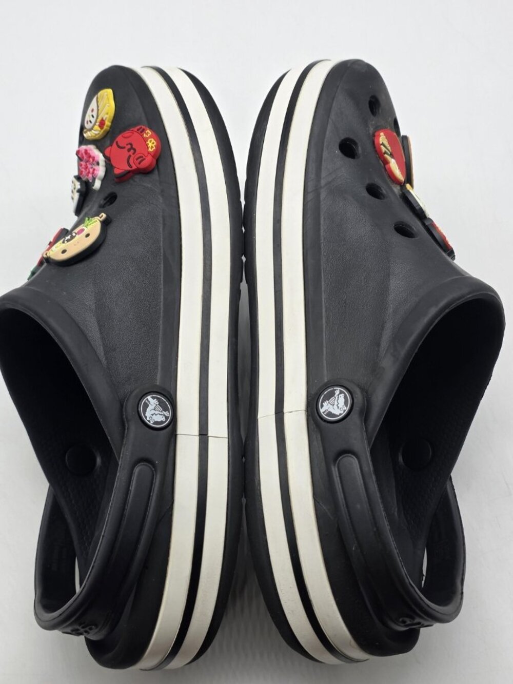 Crocs Clog Shoes Mens Size 9 Black Jibbitz Slip On Sandals Stains Comfort Casual - Picture 9 of 12